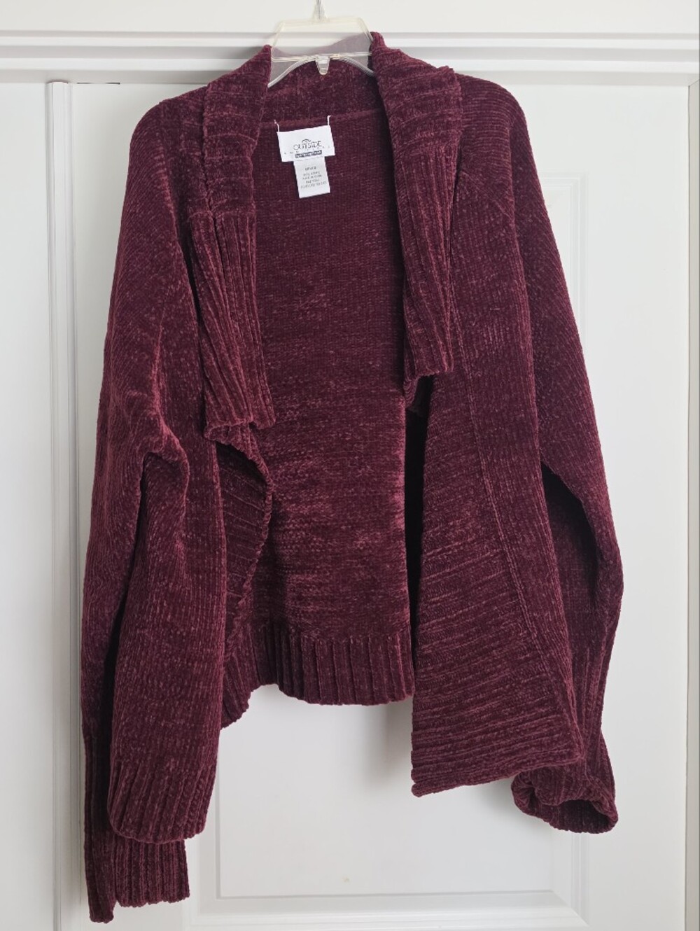 Cozy Open-Front Cardigan Sweater in Burgundy - Outside Additions